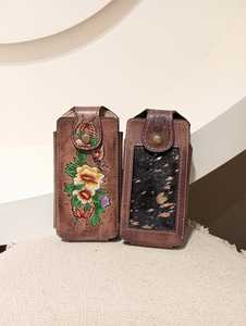 ซองหนังใส่โทรศัพท์ตามสั่งแบบใหม่เคสโทรศัพท์หนังแท้แบบตะวันตกฝาครอบโทรศัพท์มือถือแบบตะวันตกสลักกระเป๋าสตางค์เข็มขัดคาวบอยหนังสำหรับผู้ชาย - Product Image 2