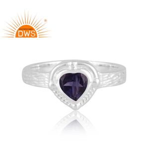 Anillo de piedras preciosas de iolita natural de plata esterlina de diseño hecho a mano, joyería personalizada para mujer, regalo para ella - Product Image 3