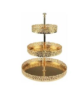 New Custom Design <b>Cheap</b> 3 Tier Metal Handmade Round <b>Cake</b> <b>Stand</b> With Gold Plating Supplier Metal <b>Cake</b> <b>Stand</b> - Product Image 1