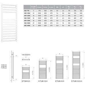 Scalda asciugamani modello quadrato in acciaio con tubi quadrati 470x500x1800mm dimensioni per uso bagno - Product Image 4