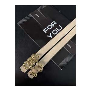 Ceinture pour femme 2-en-1 avec boucle anneau et boucle serpent, pour pantalon, veste, robe - Beige - Product Image 3