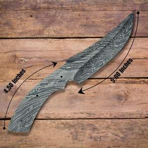 Lames de chasse en acier de Damas à pointe clip, pleine longueur, 6 pouces, en gros, OEM, gaine en bois et cuir, personnalisable, non finies - Product Image 2