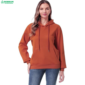 Sweat-shirts décontractés pour femmes, à capuche, en coton 100% respirant, anti-boulochage, avec logo personnalisé, coupe courte et régulière, tricotés - Product Image 5