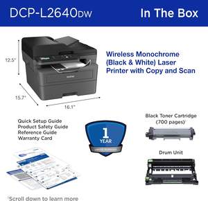 เครื่องพิมพ์เลเซอร์มัลติฟังก์ชั่นขาวดำไร้สาย Brother DCP-L2640DW ขายดี พร้อมฟังก์ชั่นถ่ายเอกสาร สแกน ผงหมึกสีดำ ความเร็ว 26 หน้าต่อนาที - Product Image 3