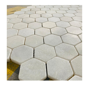 Carrelage en marbre hexagonal blanc, surface polie, design minimaliste, carrelage de sol imperméable pour salle de bain, carrelage en pierre de calcite - Product Image 2
