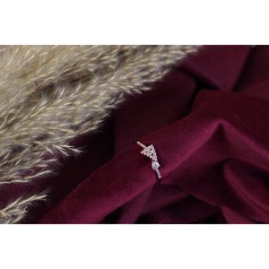 Anillo de Plata de Ley 925 con Oro Rosa, Gemas y Flechas, Zirconia Cúbica de Corte Ovalado en Forma de Pera, Joyería Fina para Uso Diario, Bañado en Rodio - Product Image 2