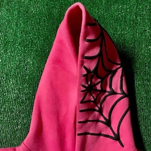 Pembe Hoodie örümcek Web baskılı ekstra büyük uzun kollu adam Hoodi Harajuku Hip Hop moda kazak kazak Y2k giyim