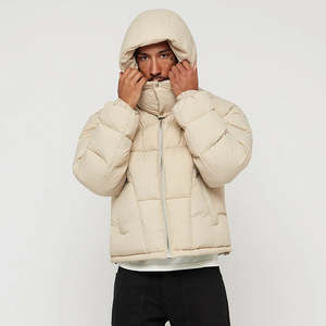 Veste d'hiver épaisse de haute qualité sur mesure OEM pour hommes, nouvelles vestes en duvet amples, col montant, matériau en toile, style streetwear - Product Image 5