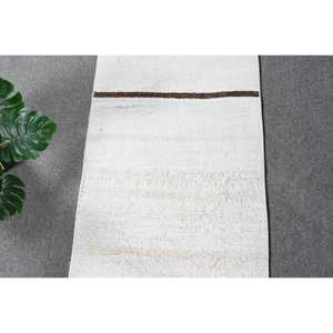 Vintage 1.7x8.1 ft <b>Runner</b> <b>Rug</b>, Turkish <b>Rug</b>, Kilim White Solid <b>Rug</b> - Product Image 5