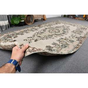 Clásico Beige Marrón 5,2 X 10.1ft Vintage Alfombra turca Lana Faux Rabbit Fur Latex Patchwork Pasillo Rectángulo Alfombra de noche - Product Image 5