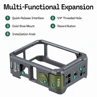 FANAUE AMQ-01 Cage de protection légère en aluminium CNC pour caméra Insta360 Ace Pro 2, avec griffe porte-accessoire et trous 1/4 pouce