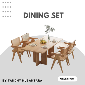 Modern Japanese Design Adjustable Convertible Customizable Color Large Solid <b>Oak</b> Dining Room <b>Table</b> and Chair Set From Indonesia - Product Image 5