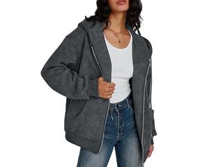 Sweat à capuche zippé personnalisé le plus populaire pour hommes, brodé effet soleil délavé, 100 % coton, chaud et doux, en polaire pour l'hiver, vêtement d'extérieur à capuche - Product Image 5