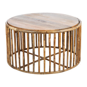 โต๊ะกาแฟหวายธรรมชาติดีไซน์พิเศษสำหรับห้องนั่งเล่นโต๊ะกลางเฟอร์นิเจอร์งานฝีมือโต๊ะรับประทานอาหารหวาย - Product Image 1