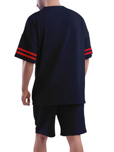 Camiseta de verano informal para hombre, conjunto corto, estampado de letras personalizado, tejido de punto cómodo, cuello redondo, camiseta de manga corta para adultos - Product Image 2