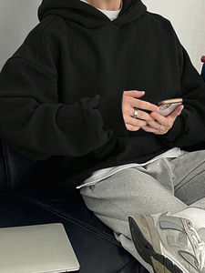 เสื้อมีฮู้ดผ้าคอตตอนฟลีซ/โพลีเอสเตอร์มีซิปเสื้อสวมหัวไหล่สำหรับผู้ชายออกแบบได้ตามต้องการสำหรับฤดูหนาว - Product Image 4
