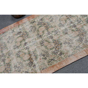Vintage 3.7ft X 6.4ft tapis de laine turque Beige marron Patchwork Design technique de tissage plat pour les décorations de salon 4m Latex - Product Image 5