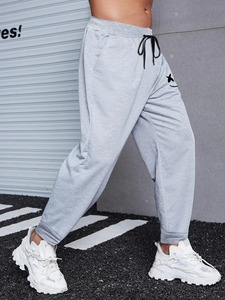 New Arrival Men's Plus Size 100% Cotton Joggers <b>Drawstring</b> Casual Washed Style Pants and <b>Trousers</b> Straight Pattern - Product Image 3