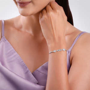 Silver <b>Infinity</b> Zircon Bracelet with Gold and Rhodium Plating White Gold and <b>Rose</b> Gold Charm Bracelets Religious Style Bangles - Product Image 2