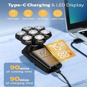 Rasoir Électrique Rotatif pour Hommes, Utilisation Humide/Sèche, Sans Fil, Rechargeable, avec Écran LED, Tondeuse à Barbe de Fabrication Allemande, Kit de Toilettage IPX7 - Product Image 4