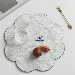 Affordable handmade <b>placemats</b> made by artisans paired with glossy MOTHER OF PEARL <b>PLACEMATS</b> for modern tables Made in Vietnam - Product Image 2