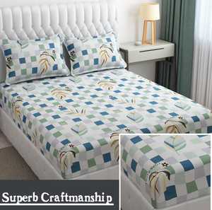 Stylish Quality Cotton 3 PCS Bedsheet Set Solid Floral Print Classic Style <b>Comfortable</b> and Great for Gifting 200TC Organic - Product Image 2