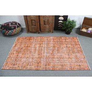 พรมขนาด 3.7x5.9 ฟุต, พรมวินเทจตุรกี, พรมขนสัตว์สีส้ม - Product Image 3