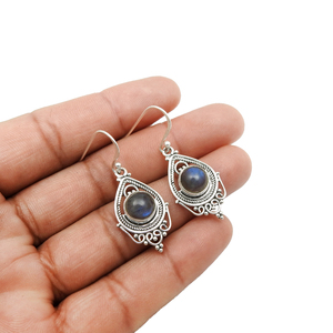 Meilleure vente Produit de qualité supérieure en vente Boucles d'oreilles en argent sterling 925 en labradorite naturelle, aspect artisanal, bijoux faits main - Product Image 5