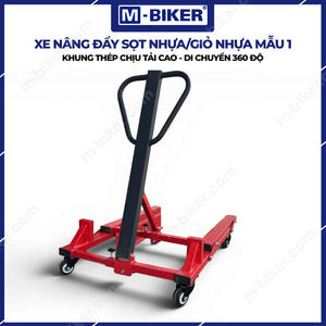 Chariot à quatre roues en acier réglable M-Biker, capacité 200 kg, avec rotation à 360 degrés, rouge, pour le stockage en entrepôt industriel - Product Image 6
