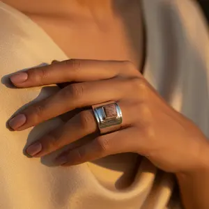 Anillo de Moda de Plata de Ley 925 para Mujer con Piedra Preciosa, Elegante Accesorio de Joyería - Product Image 3