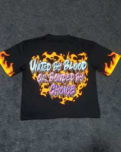 Lujosa Camiseta de algodón de verano transpirable de manga corta hip hop streetwear Vibe elegantes camisetas clásicas negras y naranja vibrante - Product Image 1