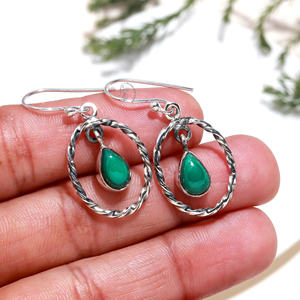 Nouvelle vente chaude femmes mode 925 solide en argent sterling Malachite pierres précieuses boucle d'oreille femmes boucles d'oreilles à la mode boucle d'oreille bijoux - Product Image 2