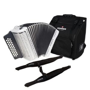 Acordeón Diatónico Hohner 3500FB Corona II de 31 Botones FBbEB Blanco con Funda y Correas - NUEVO Y DE CALIDAD - Product Image 5