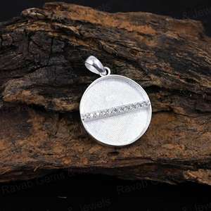 ที่มีคุณภาพดีที่สุด18K ชุบทอง925เงิน20mm ครึ่งเพทายเสน่ห์ BEZEL Mount ติดเครื่องประดับอัญมณี DIY - Product Image 3