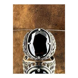 Anello da Uomo in Argento - Argento Sterling 925 Ossidato Artigianale con Pietra di Onice Nero - Product Image 3