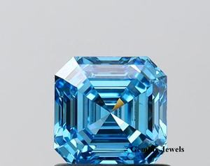 Diamante suelto cultivado en laboratorio certificado por IGI, azul intenso de fantasía, 8 quilates, corte Asscher, claridad VS, diamante de laboratorio para anillo. - Product Image 1