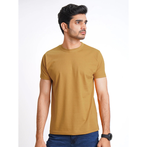Men's Loose Fit Custom Yellow Shad Neck Plain <b>T</b>-<b>Shirt</b> Short Sleeves Anti-Pilling Spandex/<b>Polyester</b> High Street Style unisex tee - Product Image 1