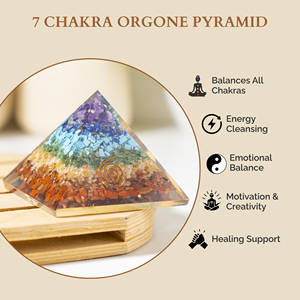 Vente en gros de pyramides d'orgone 7 chakras avec pointe de cristal pour la guérison, la méditation et la décoration - Product Image 4