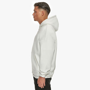 Sweat à capuche zippé surdimensionné en molleton bouclette polyester/coton épais pour homme, style streetwear, épaules tombantes, brodé - Product Image 2
