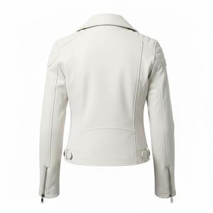 Style Racing <b>Jacket</b> Custom Autumn Winter Hot Selling Premium Luxury High Quality White <b>Women</b> Genuine Leather <b>Jacket</b> Motor <b>Bike</b> - Product Image 3