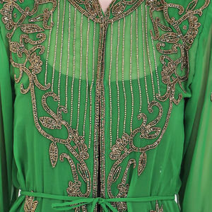 Heavy Material Georgette Silk Indian Ladies <b>Kurta</b>/Kurti <b>for</b> Muslim <b>Women</b> Hand Embroidered Crystal Glass Beads Luxury Fancy Wear - Product Image 1