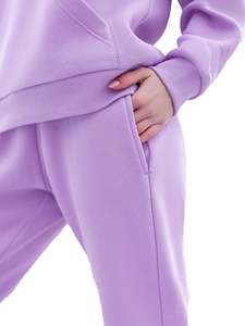 Conjunto de chándal, sudaderas con capucha y pantalones de chándal para correr, ropa de otoño, conjuntos de chándales de lana lisos de dos piezas para mujer - Product Image 4
