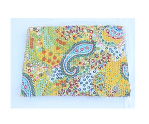 Couette réversible bohème bleu foncé faite à la main en coton biologique Kantha couette avec imprimé Paisley doux hôtel et décoration intérieure - Product Image 4