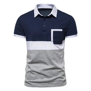 Hombres Moda POLO Cuello Cargo Camisa Algodón Lino Transpirable Camiseta con Bolsillo Hombres Polos - Product Image 1