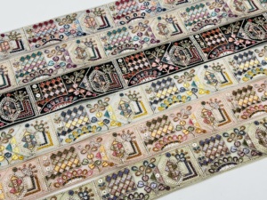 Bordado Floral vestido de novia tela de encaje ajuste multicolor brillante francés tul malla borde cinta lujo Boho chaqueta nupcial - Product Image 2