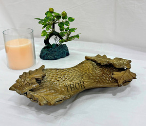 Plateau à fruits en métal martelé ton laiton vintage avec plateau de table décoratif plateau de service plat fabriqué à la main - Product Image 5