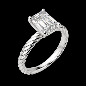 Bague de fiançailles solitaire fidji en diamant taille émeraude pour femme - Product Image 4