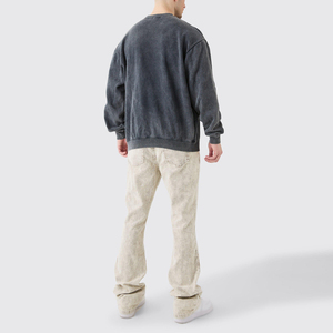 Sudadera personalizada de lujo con hombros caídos, cuello redondo, oversize, 100% algodón, informal, para hombre. - Product Image 4