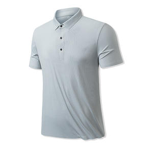 Polo de Verano para Hombre, Anti-Pilling, de Seda Helada, Transpirable, de Punto, Holgado, Liso, Informal, Deportivo, de Negocios, con Estilo de Canalé - Product Image 1