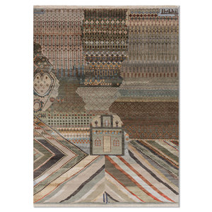 Alfombra Rectangular Manchaha Verde de Lana y Seda de Bambú Anudada a Mano de 10mm para Pasillo, Alfombra Rectangular Hecha a Mano para el Hogar Les-2699 - Product Image 1